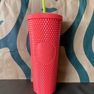 Starbucks Tumbler Dragonfruit Studded - Glossy Coral Pink Bling - Venti …